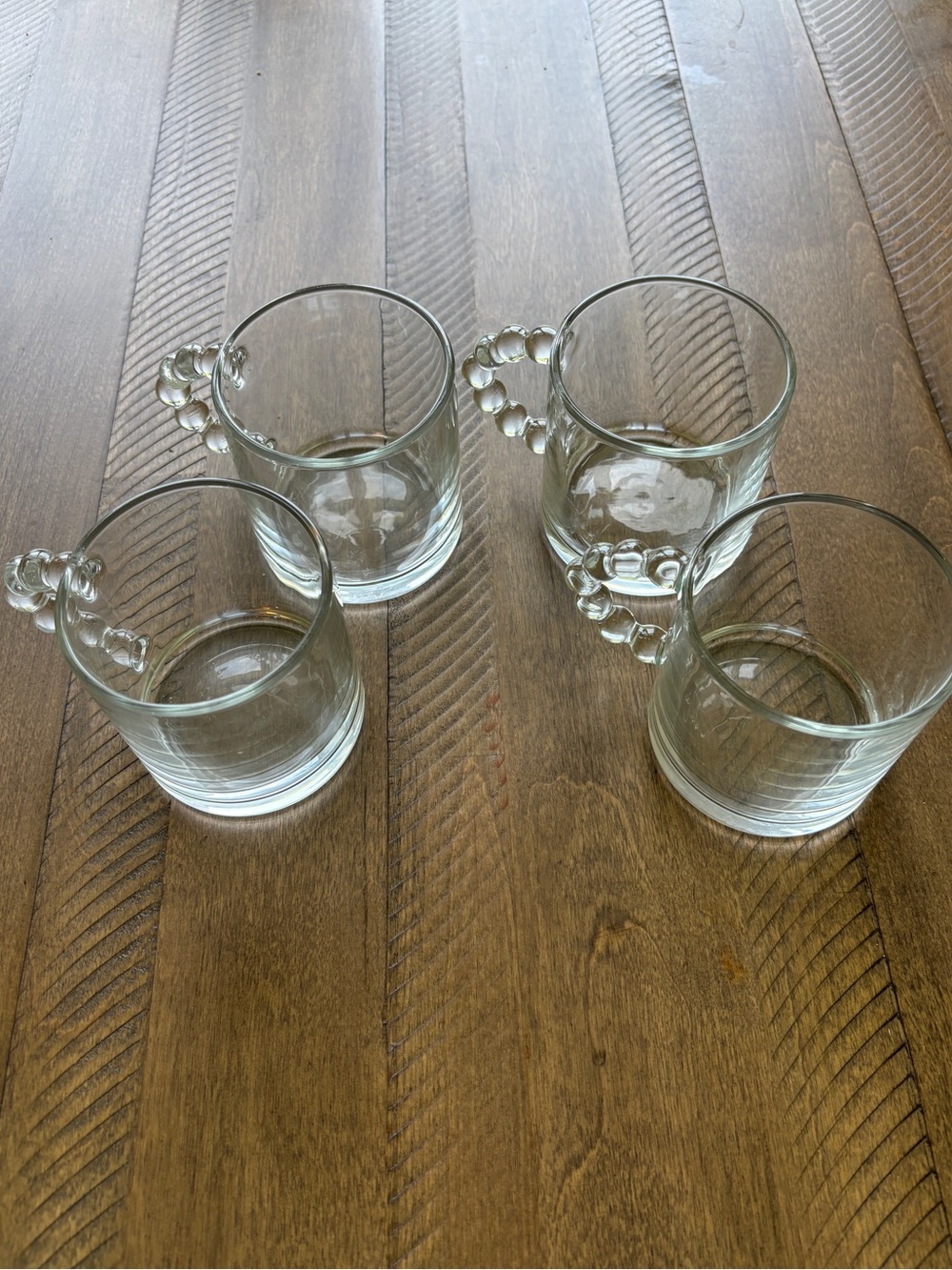 Clear Glass Coffee Cups with Decorative Bubble Handles - Set of 4